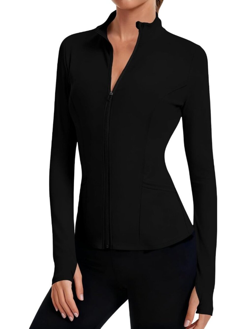 Cropped Long Sleeve Athletic Jacket for Women | Zip Up Workout & Yoga Top